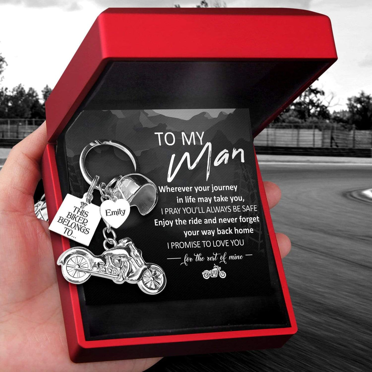 Personalized Classic Bike Keychain - Biker - To My Man - I Promise To Love You - Gkt26023