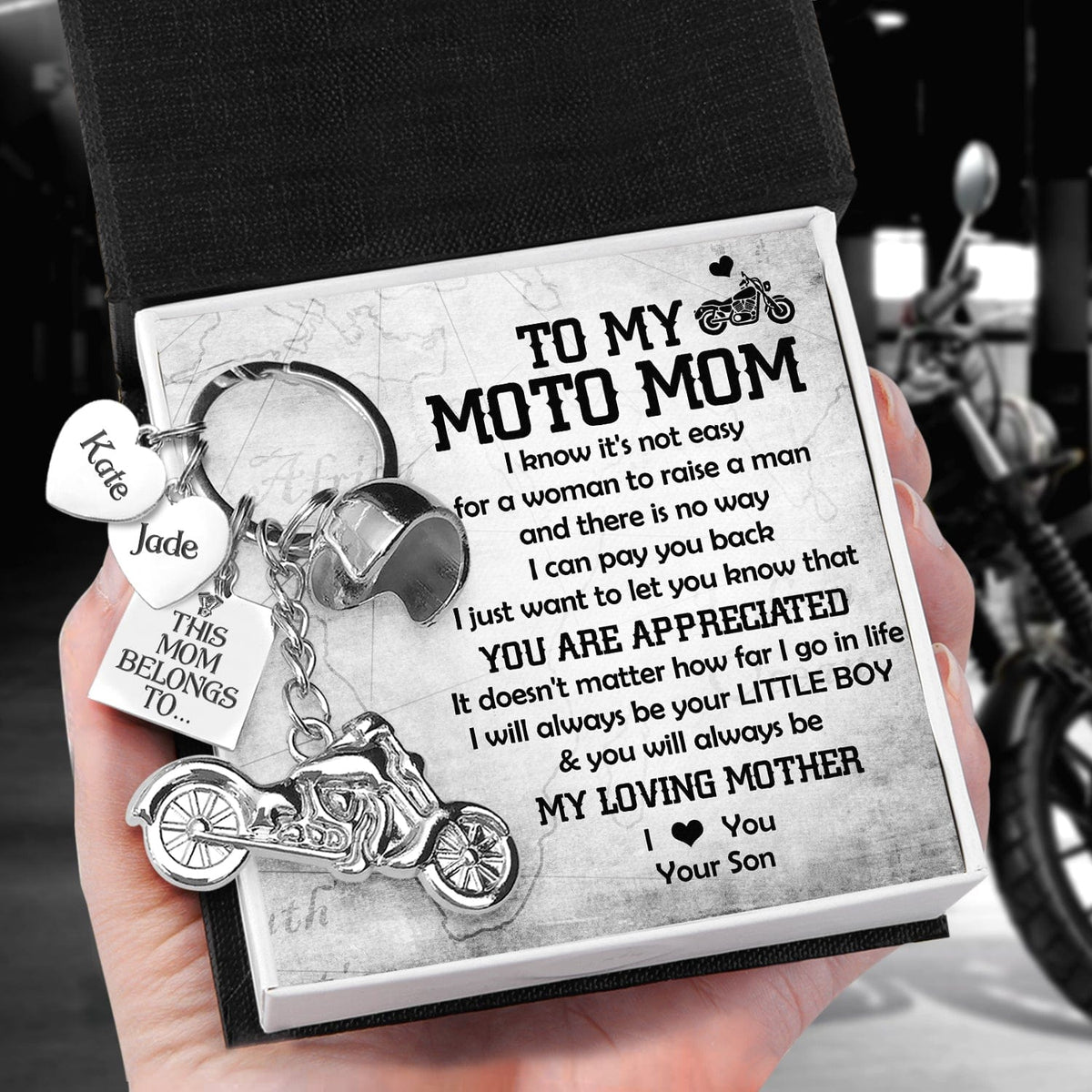 Personalized Classic Bike Keychain - Biker - To My Moto Mom - From Son - You Will Always Be My Loving Mother - Gkt19004