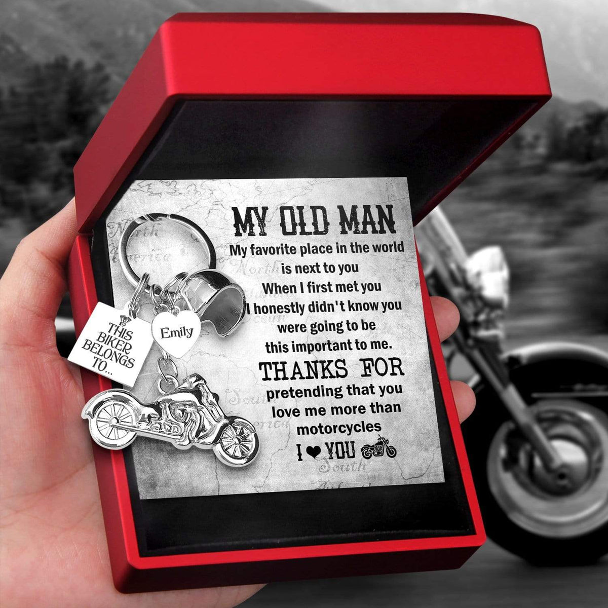 Personalized Classic Bike Keychain - Biker - To My Old Man - I Love You - Gkt26020