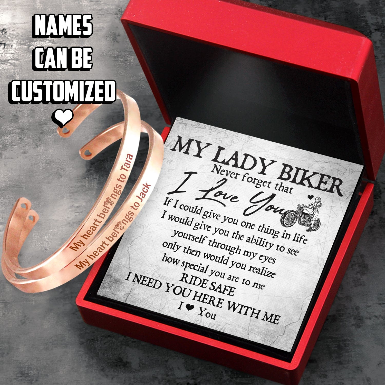 Personalized Couple Bracelets - Biker - My Lady Biker - I Love You - Gbt13034