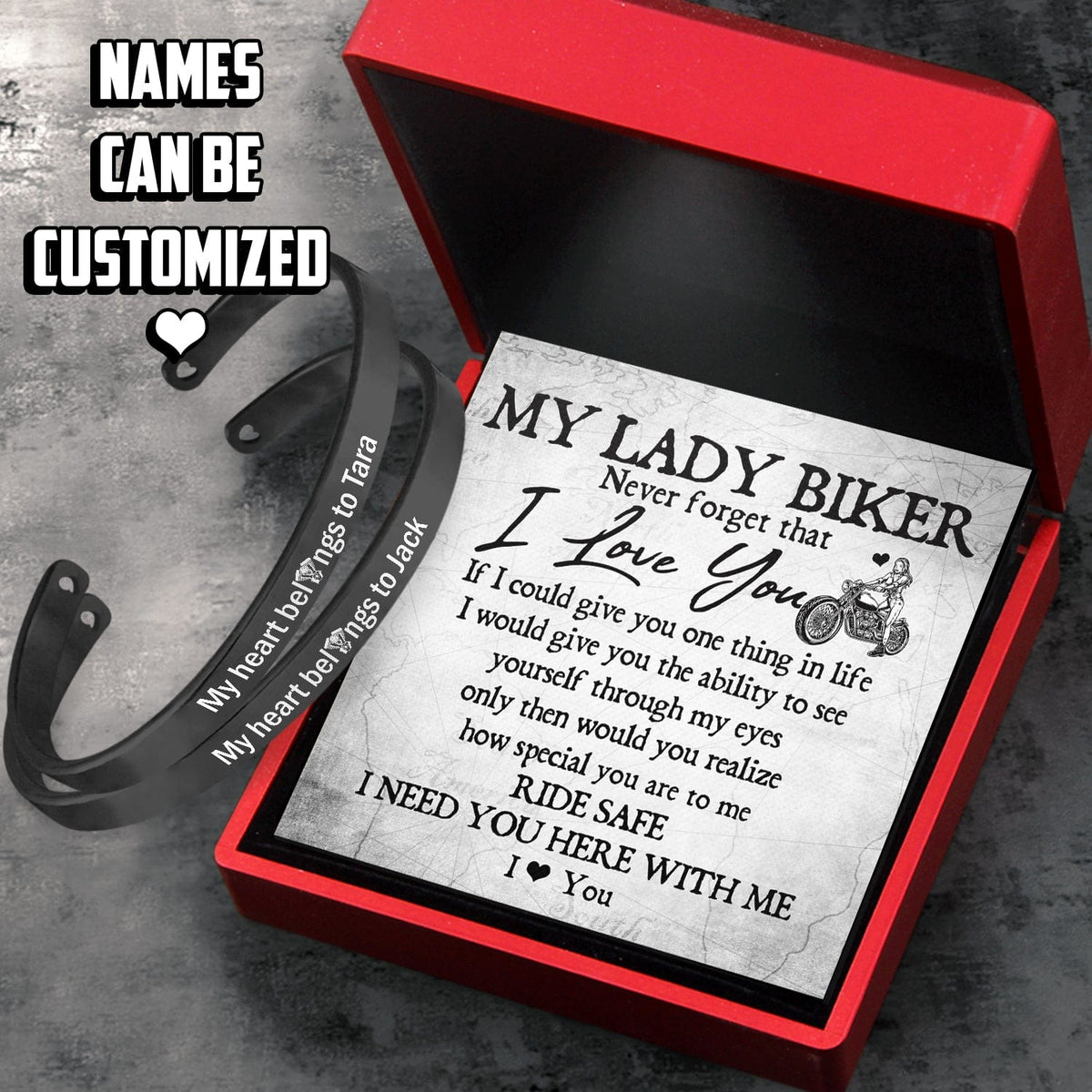 Personalized Couple Bracelets - Biker - My Lady Biker - I Love You - Gbt13034