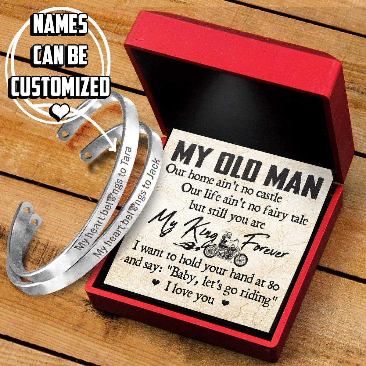 Personalized Couple Bracelets - Biker - My Old Man - I Love You - Gbt26033