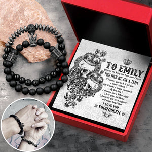 Personalized Couple Crown and Skull Bracelets - To My Man - Together We Are A Team - Gbu26008