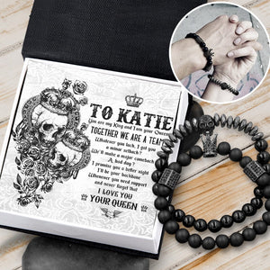 Personalized Couple Crown and Skull Bracelets - To My Man - Together We Are A Team - Gbu26008