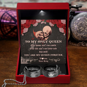 Personalized Couple Pendant Necklaces - Skull & Tattoo - To My Only Queen - You Are My Queen Forever - Gnw13042