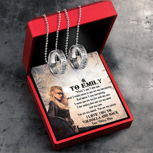 Personalized Couple Rune Ring Necklaces - My Viking Queen - I Love You To Valhalla And Back - Gndx13001