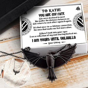 Personalized Dark Raven Necklace - My Shieldmaiden - I Am Yours Until Valhalla - Gncm13010