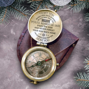Personalized Engraved Compass - Family - To My Son - You'll Always Be Safe - Gpb16036