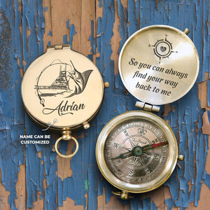 Personalized Engraved Compass - Fishing - To My Man -  Back To Me - Gpb26121
