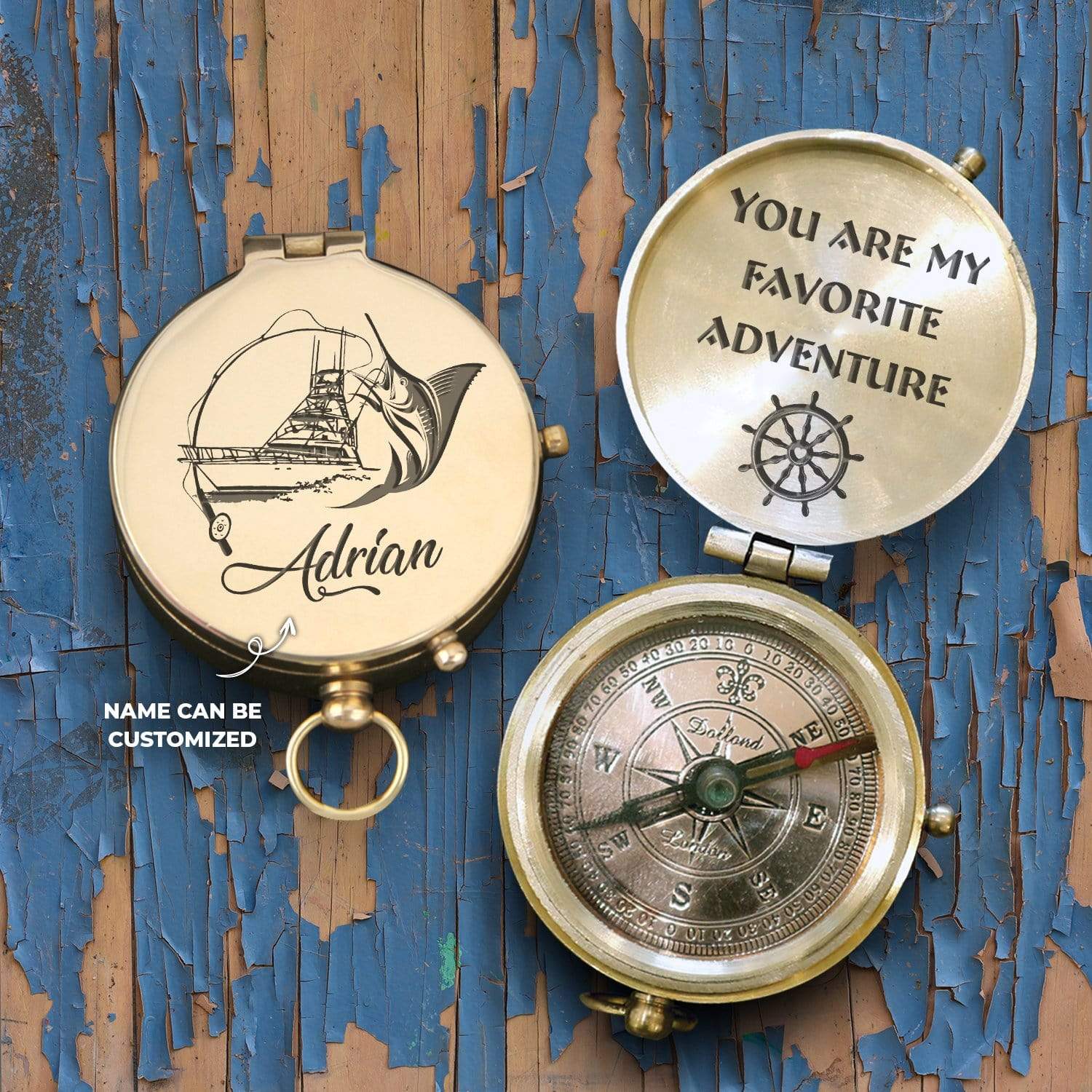 Personalized Engraved Compass - Fishing - You Are My Favorite