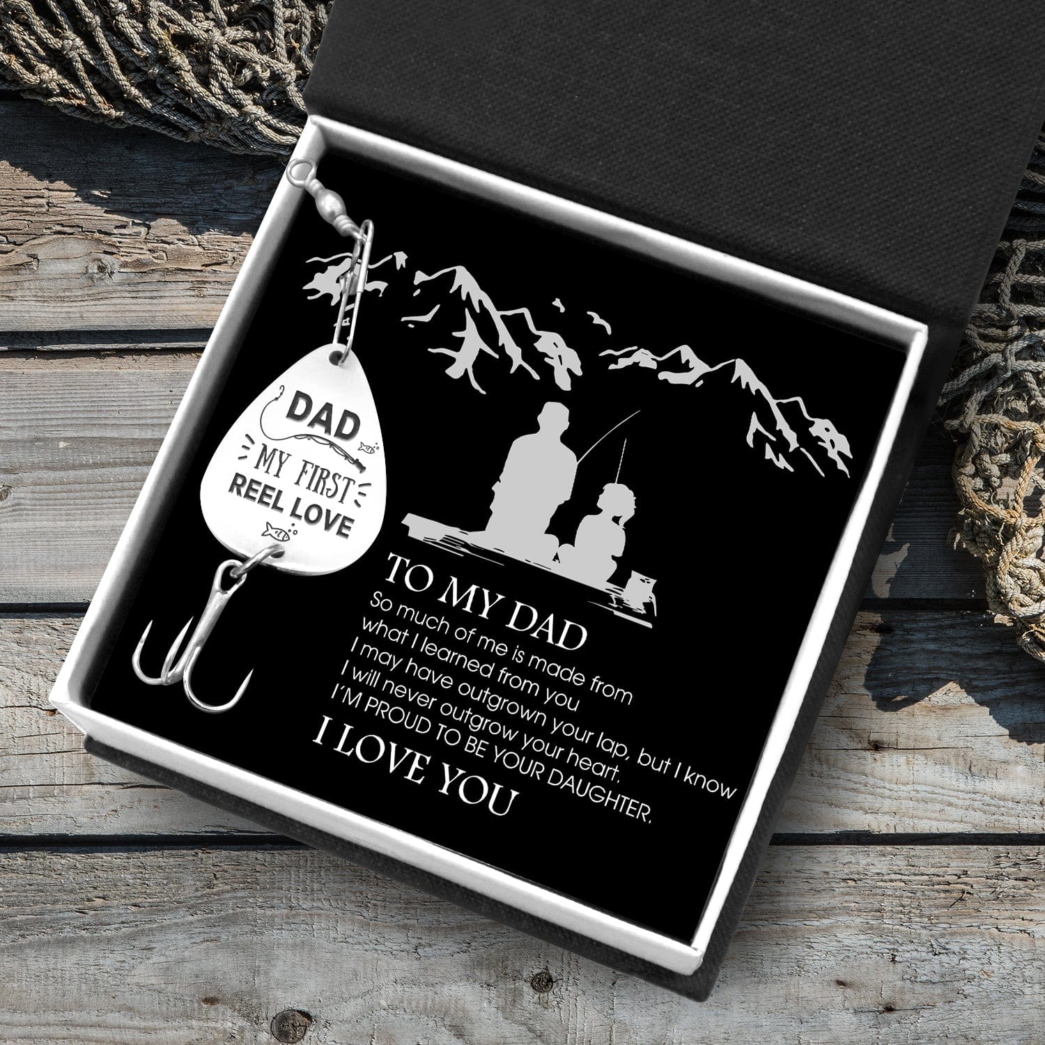 Personalized Engraved Fishing Hook - To Dad - From Daughter - My First Reel Love - What I Learned From You - Gfa18007