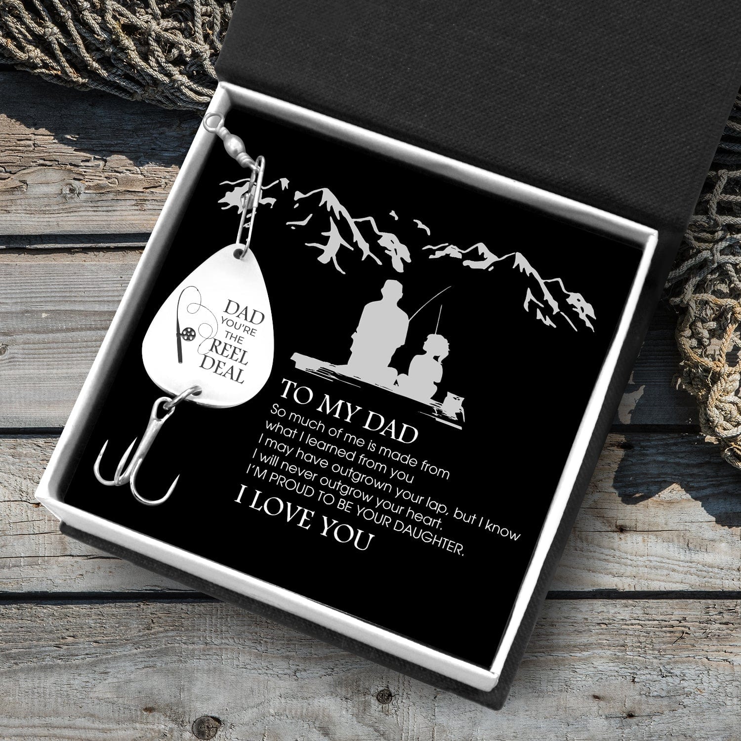 Personalized Engraved Fishing Hook - To Dad - From Daughter - You're The Reel Deal - What I Learned From You - Gfa18009