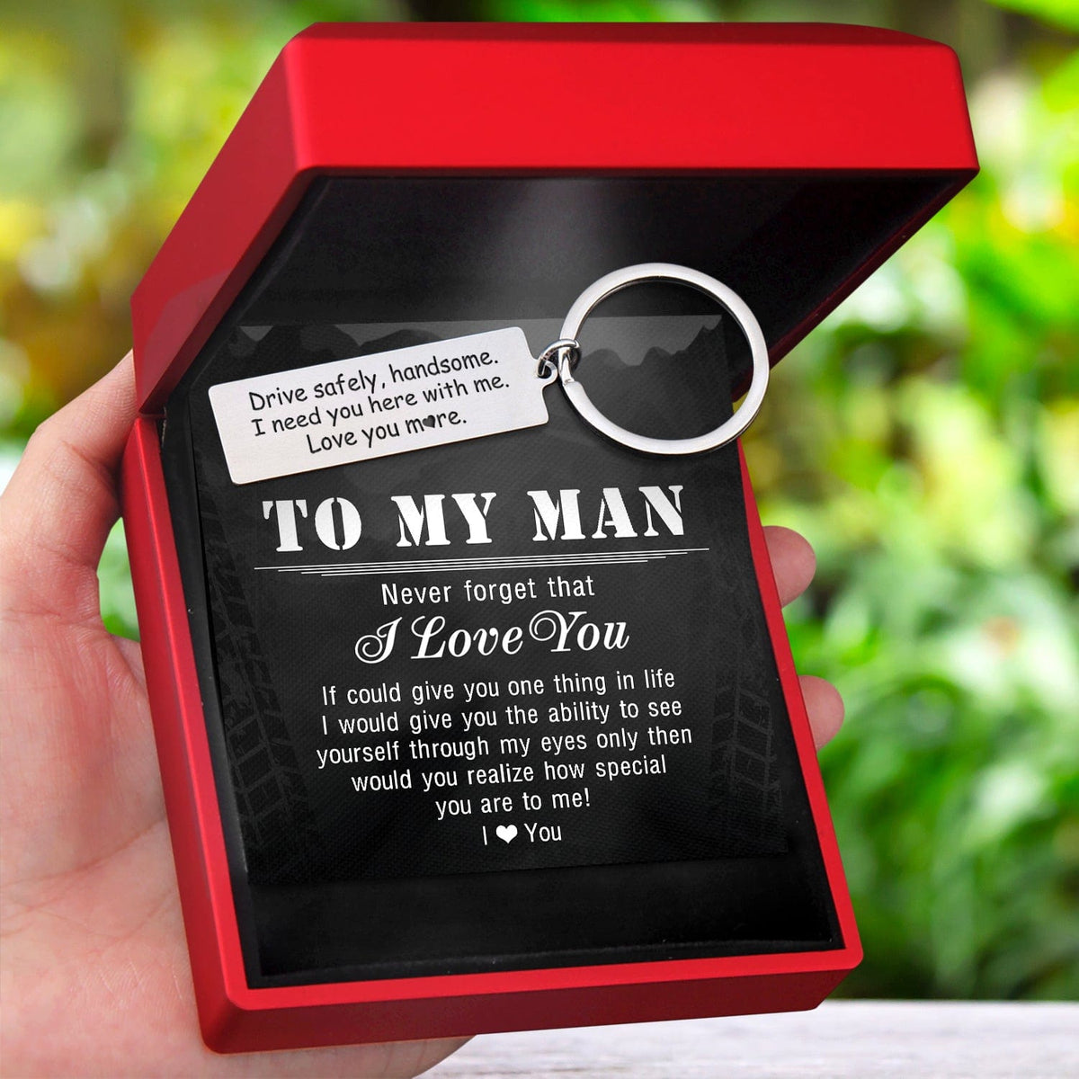 Personalized Engraved Keychain - Drive Safely Handsome, Love You More - Gkc12031