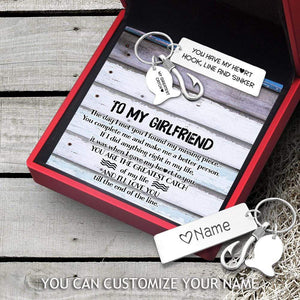 Personalized Fishing Hook Keychain - To My Girlfriend - You Have My Heart - Gku13005