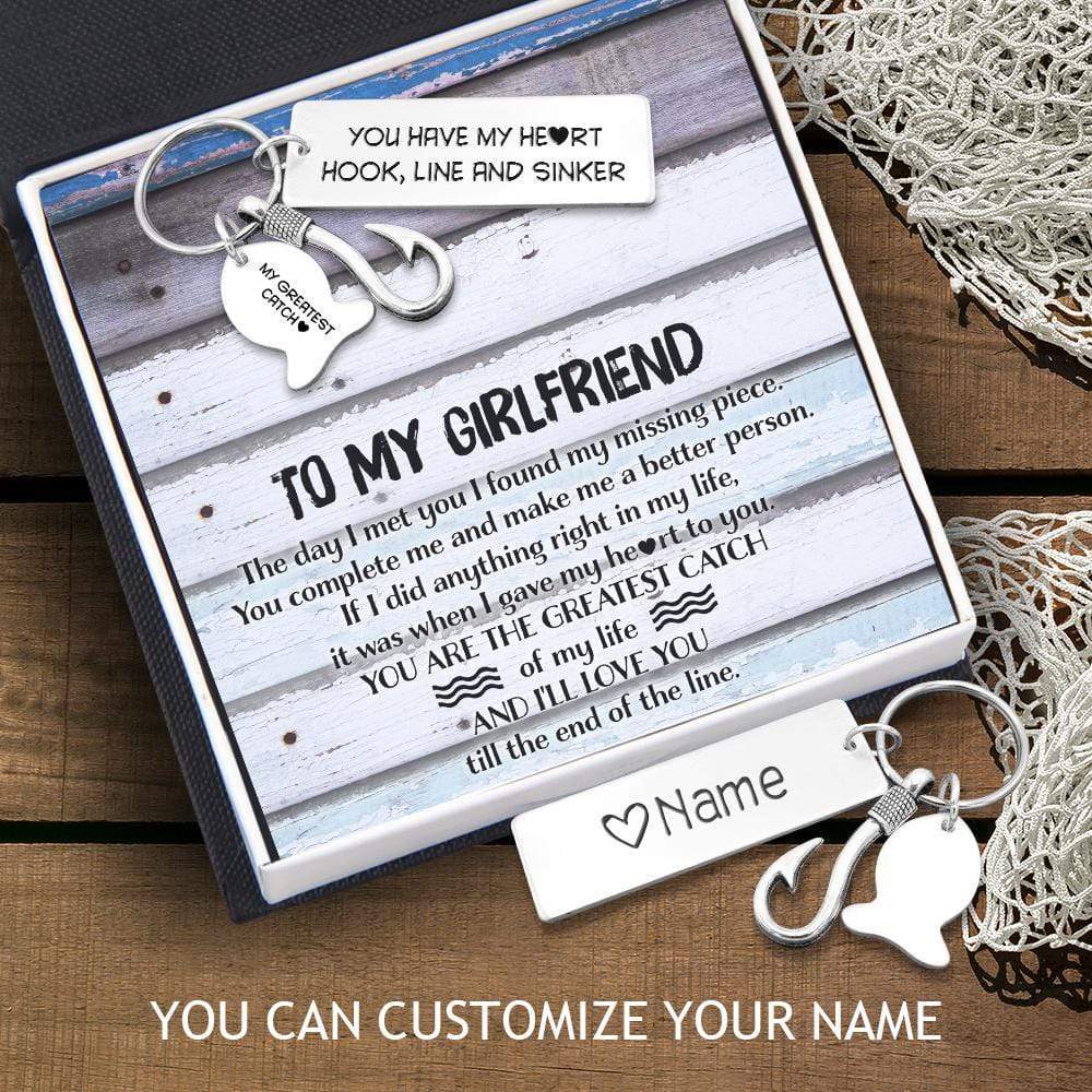 Wrapsify Personalized Fishing Hook Keychain - to My Girlfriend - You Have My Heart - Gku13005 Standard Box