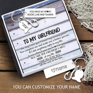 Personalized Fishing Hook Keychain - To My Girlfriend - You Have My Heart - Gku13005
