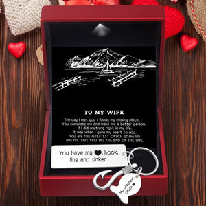 Personalized Fishing Hook Keychain - To My Wife - You Have My Heart, Hook, Line And Sinker - Gku15001