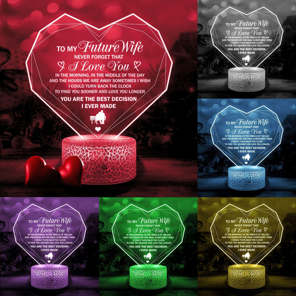 Personalized Heart Led Light - Family - To My Future Wife - Never Forget That I Love You - Glca25001