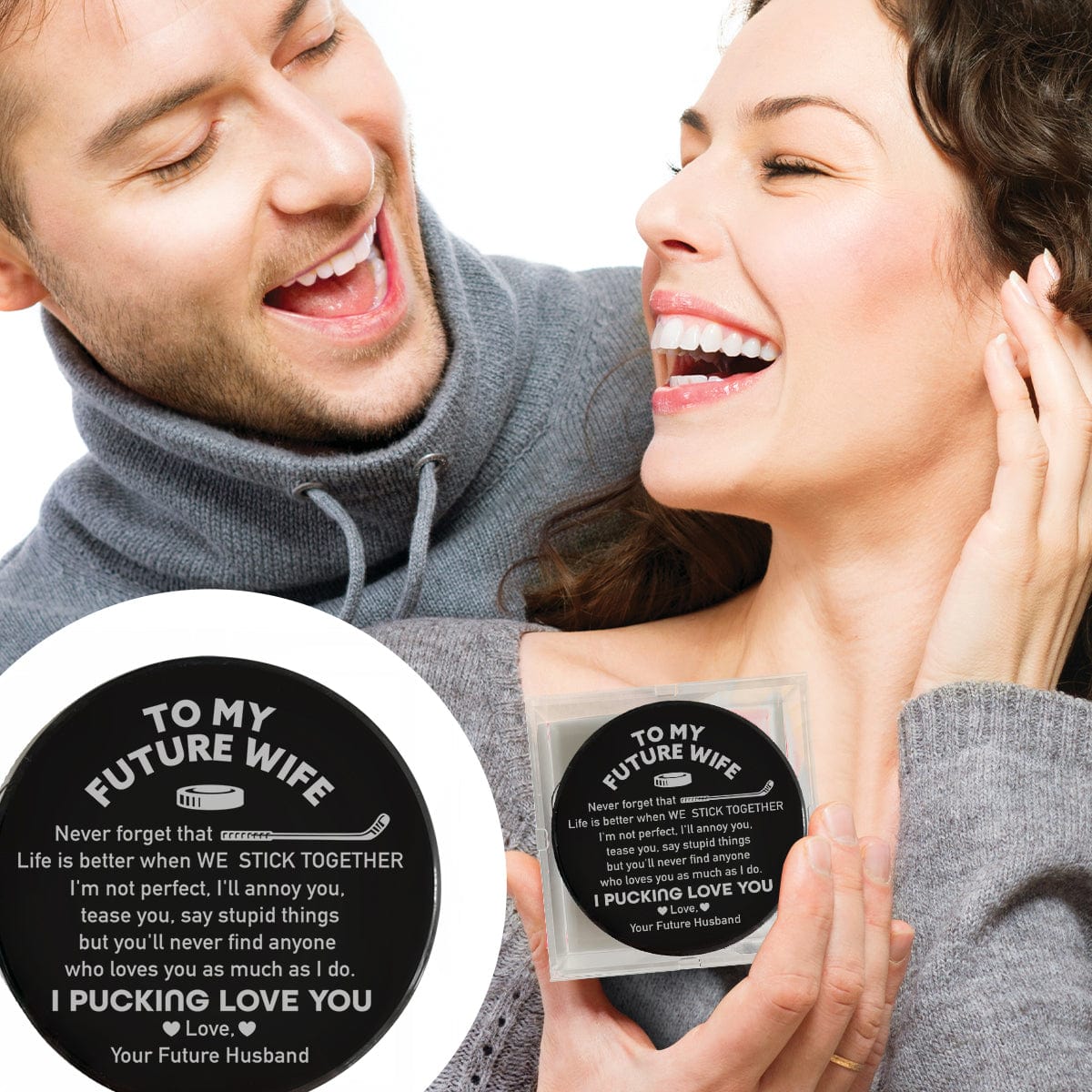 Personalized Hockey Puck - Hockey - To My Future Wife - I Pucking Love You - Gai25003