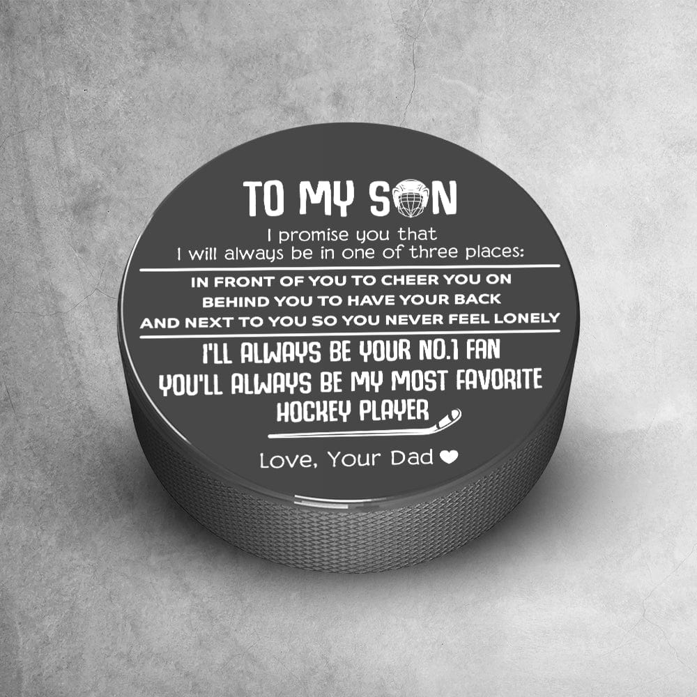 Personalized Hockey Puck - Hockey - To My Son - From Dad - I'll Always Be Your No.1 Fan - Gai16007