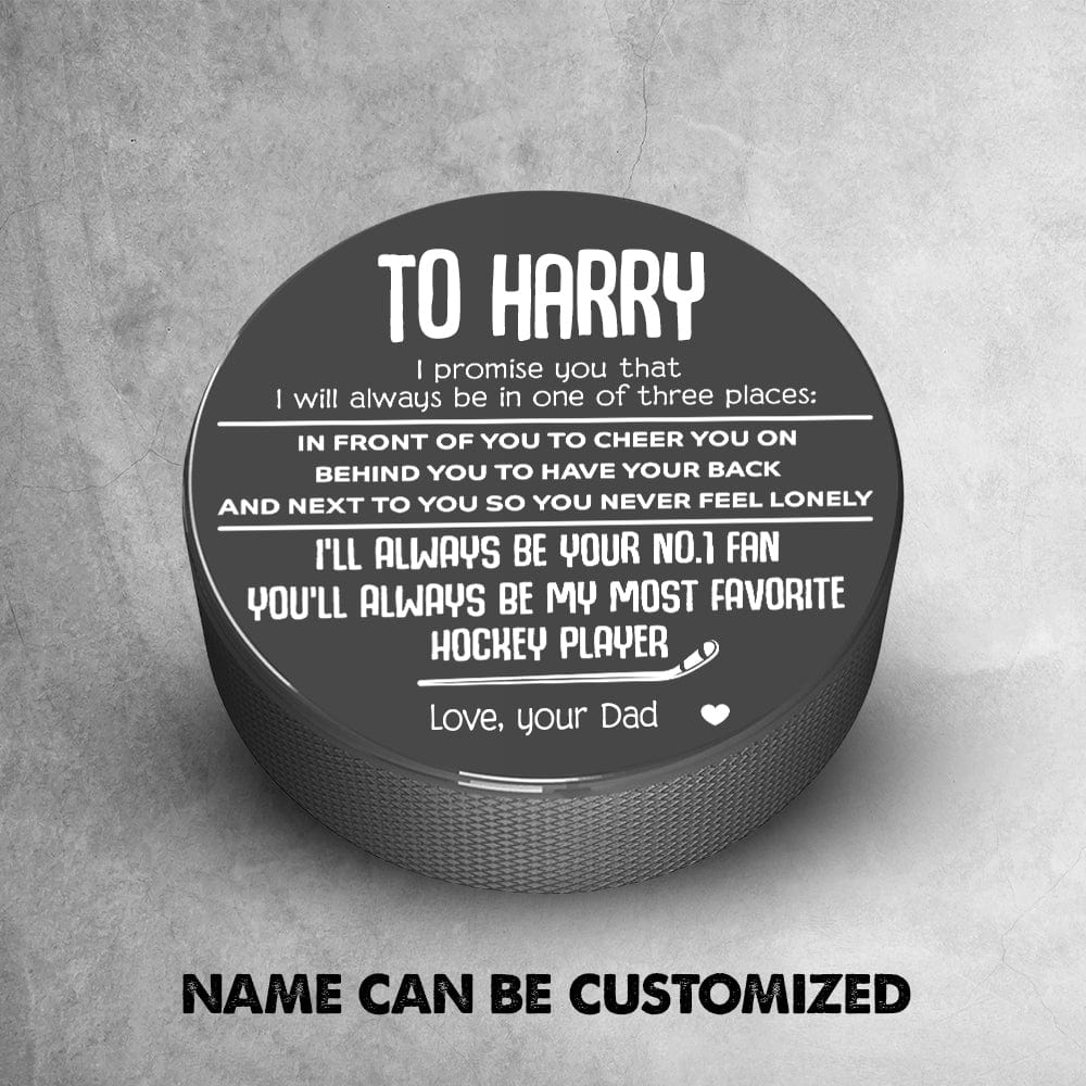 Personalized Hockey Puck - Hockey - To My Son - From Dad - I'll Always Be Your No.1 Fan - Gai16007