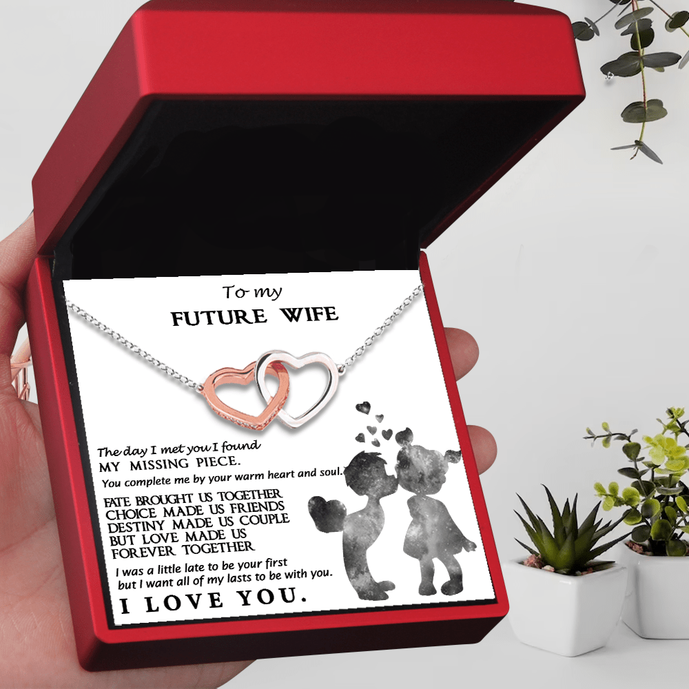 Personalized Interlocked Heart Necklace - To My Future Wife - You Complete Me By Your Warm Heart - Gnp25015