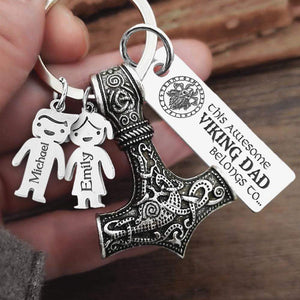 Personalized Kids Names Viking Thor Keychain - Viking - To My Fathor - I Love You To Valhalla & Back - Gkbva18002