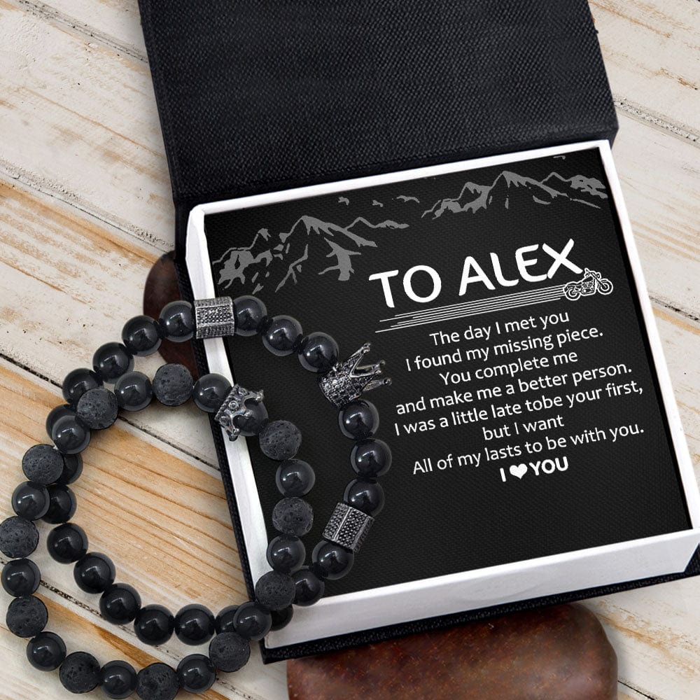 Personalized King & Queen Couple Bracelets - Biker - To My Boyfriend - I Love You - Gbae12002