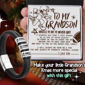 Personalized Leather Bracelet - American Football - To My Grandson - I Will Always Be Your No.1 Fan - Gbzl22029