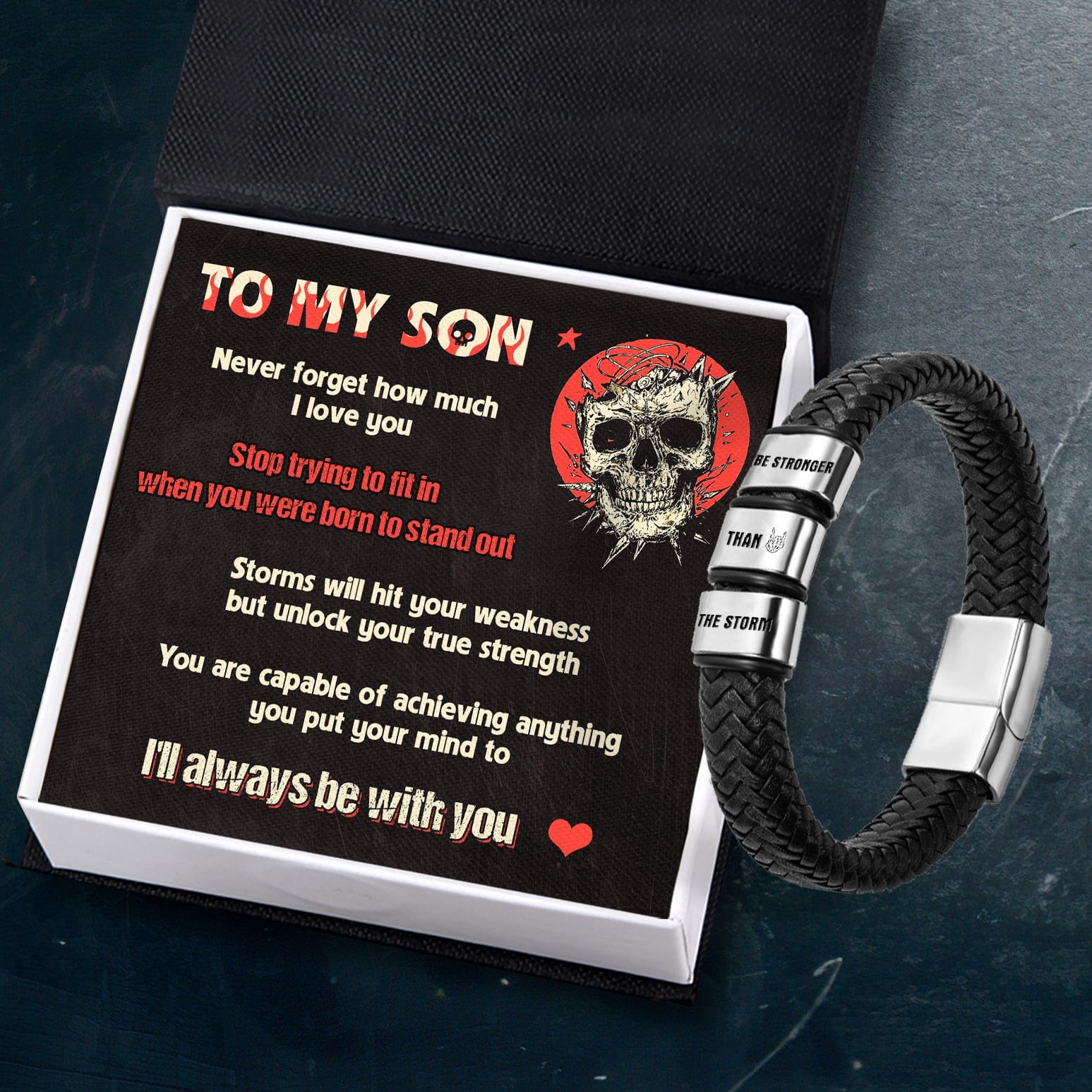 Personalized Leather Bracelet - Skull - To My Son - I'll Always Be With You - Gbzl16062