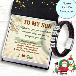 Personalized Leather Bracelet - Skull - To My Son - You Are Braver Than You Believe - Gbzl16015
