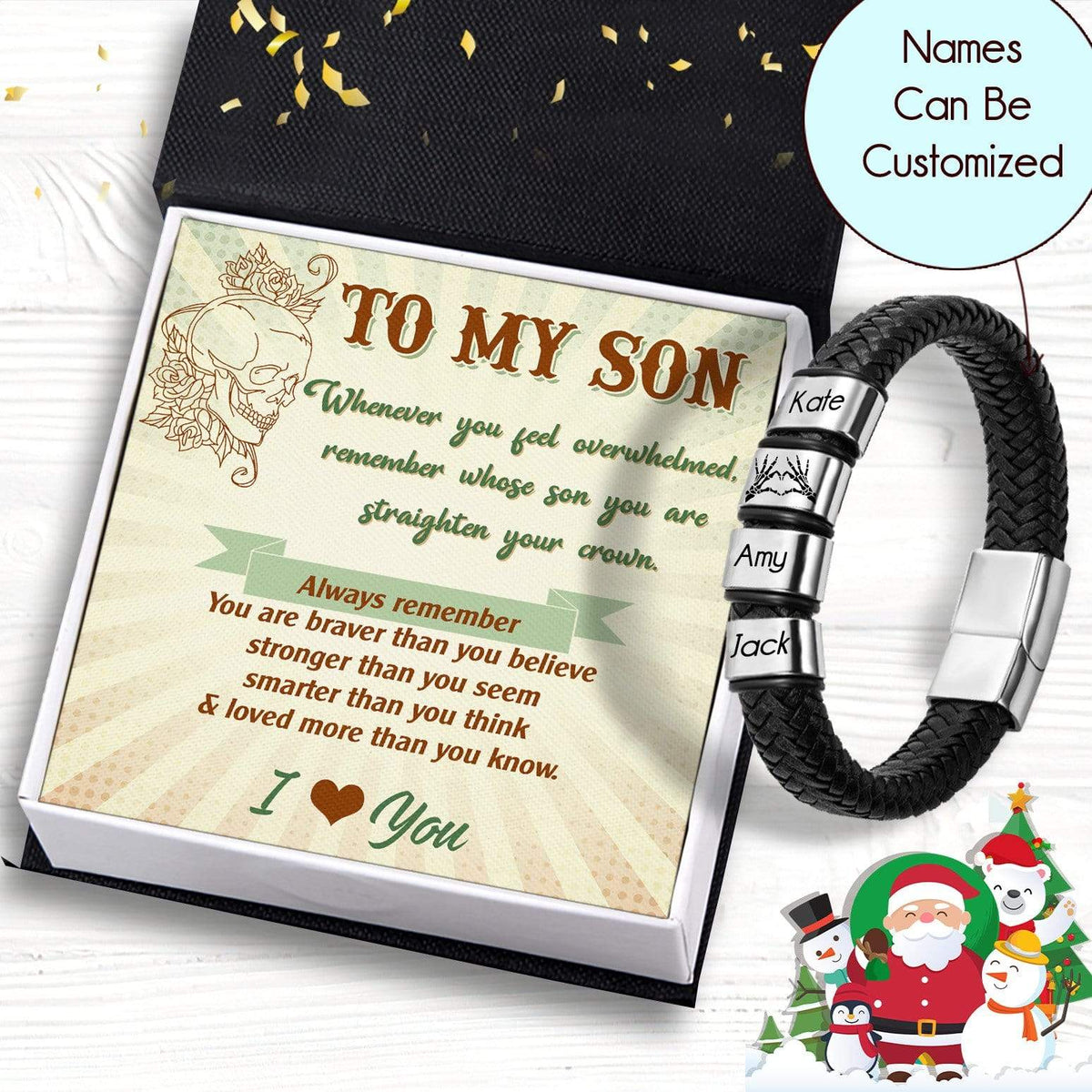 Personalized Leather Bracelet - Skull - To My Son - You Are Braver Than You Believe - Gbzl16015