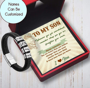 Personalized Leather Bracelet - Skull - To My Son - You Are Braver Than You Believe - Gbzl16015