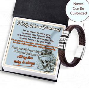 Personalized Leather Bracelet - Skull - To My Weird Husband - All My Love Today & Always - Gbzl14008