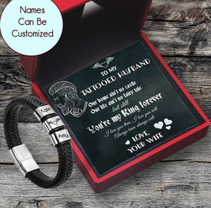 Personalized Leather Bracelet - Tattoo - To My Tattooed Husband - You're My King Forever - Gbzl14005