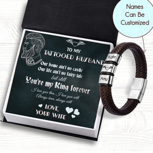 Personalized Leather Bracelet - Tattoo - To My Tattooed Husband - You're My King Forever - Gbzl14005