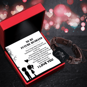 Personalized Leather Cord Bracelet - To My Future Husband - Never Forget That I Love You - Gbr24002