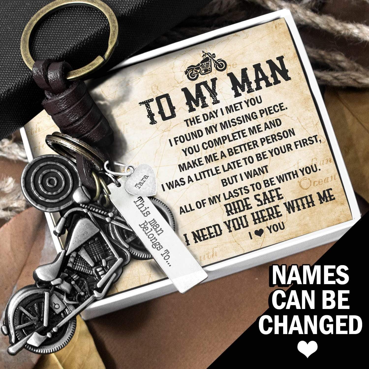 Personalized Motorcycle Keychain - Biker - To My Man - I Need You Here With Me - Gkx26018