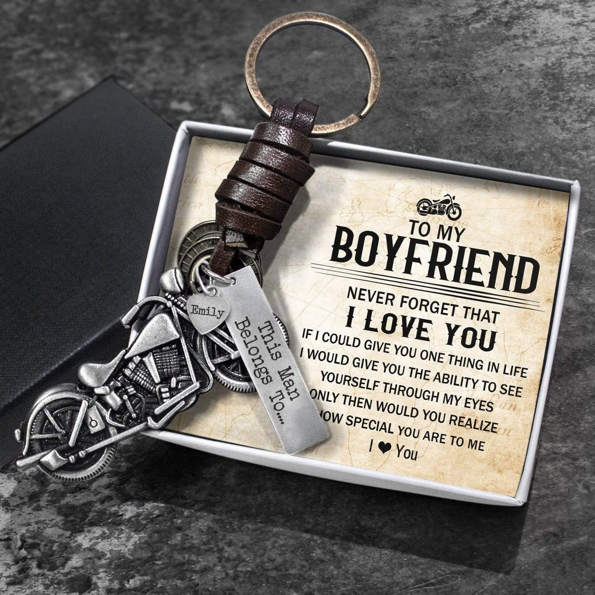 Personalized Motorcycle Keychain - To My Boyfriend - I Love You - Gkx12007
