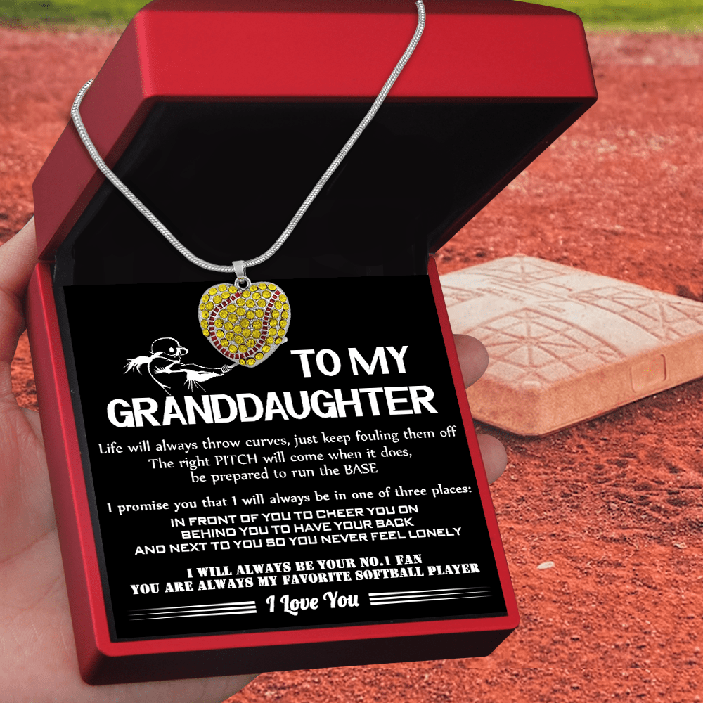 Personalized New Softball Heart Necklace - Softball - To My Granddaughter - I Will Always Be Your No.1 Fan - Gnep23004