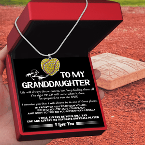 Personalized New Softball Heart Necklace - Softball - To My Granddaughter - I Will Always Be Your No.1 Fan - Gnep23004