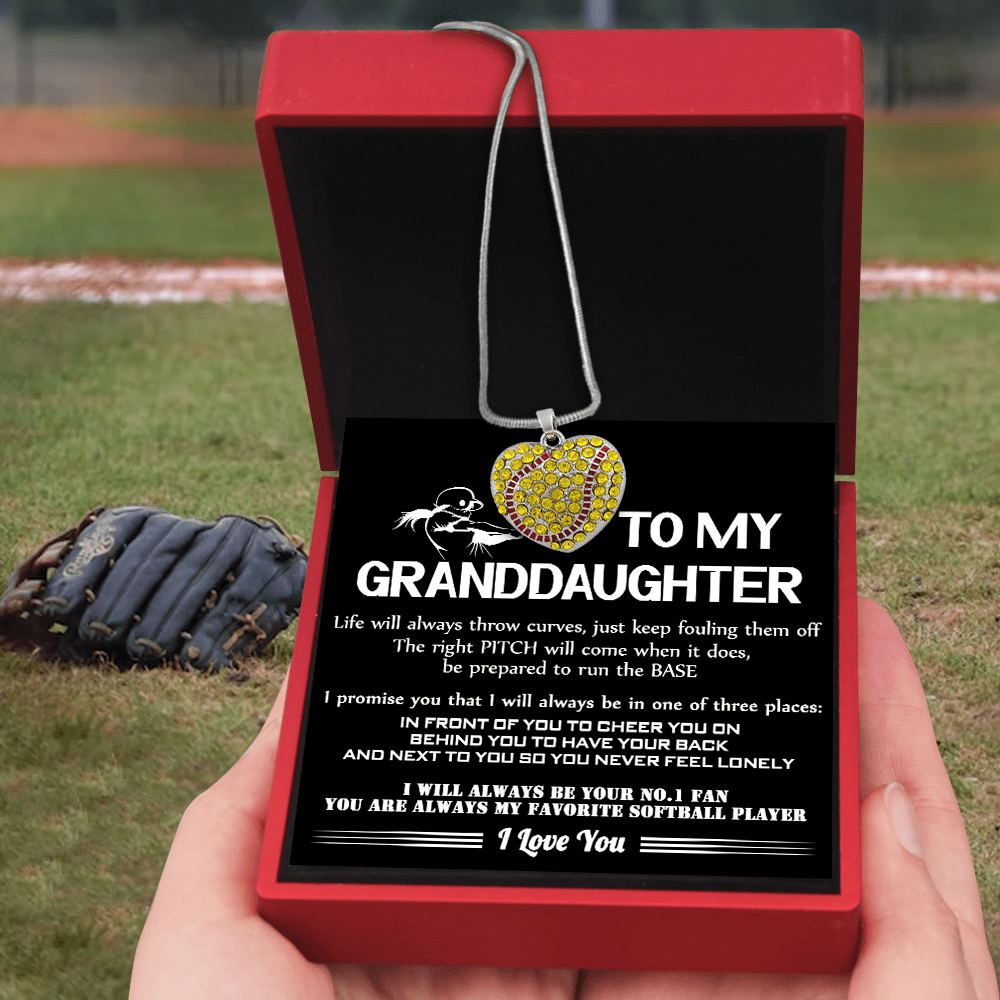 Personalized New Softball Heart Necklace - Softball - To My Granddaughter - I Will Always Be Your No.1 Fan - Gnep23004