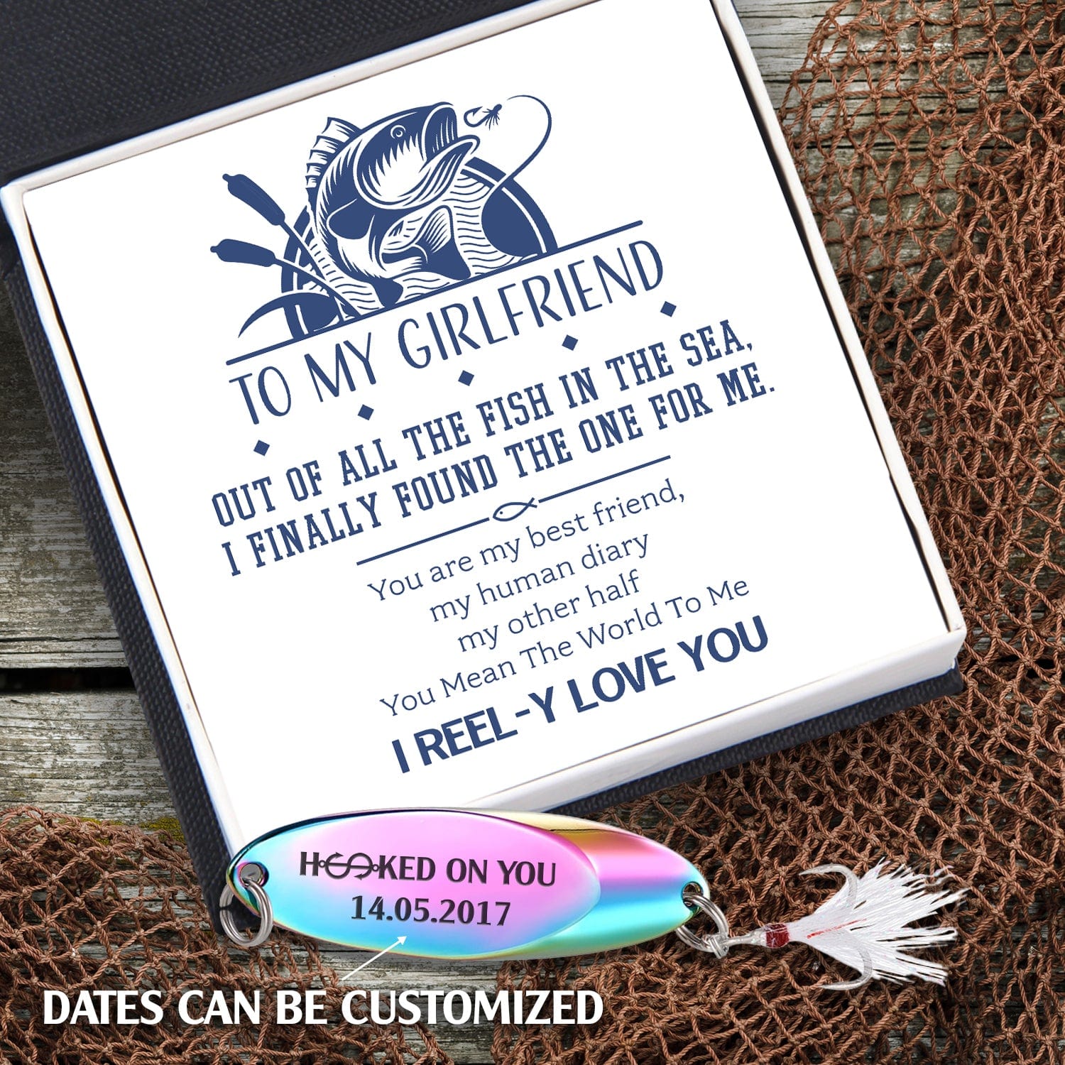 Personalized Sequin Fishing Bait - Fishing - To My Girlfriend - I Reel-y Love You - Gfab13003