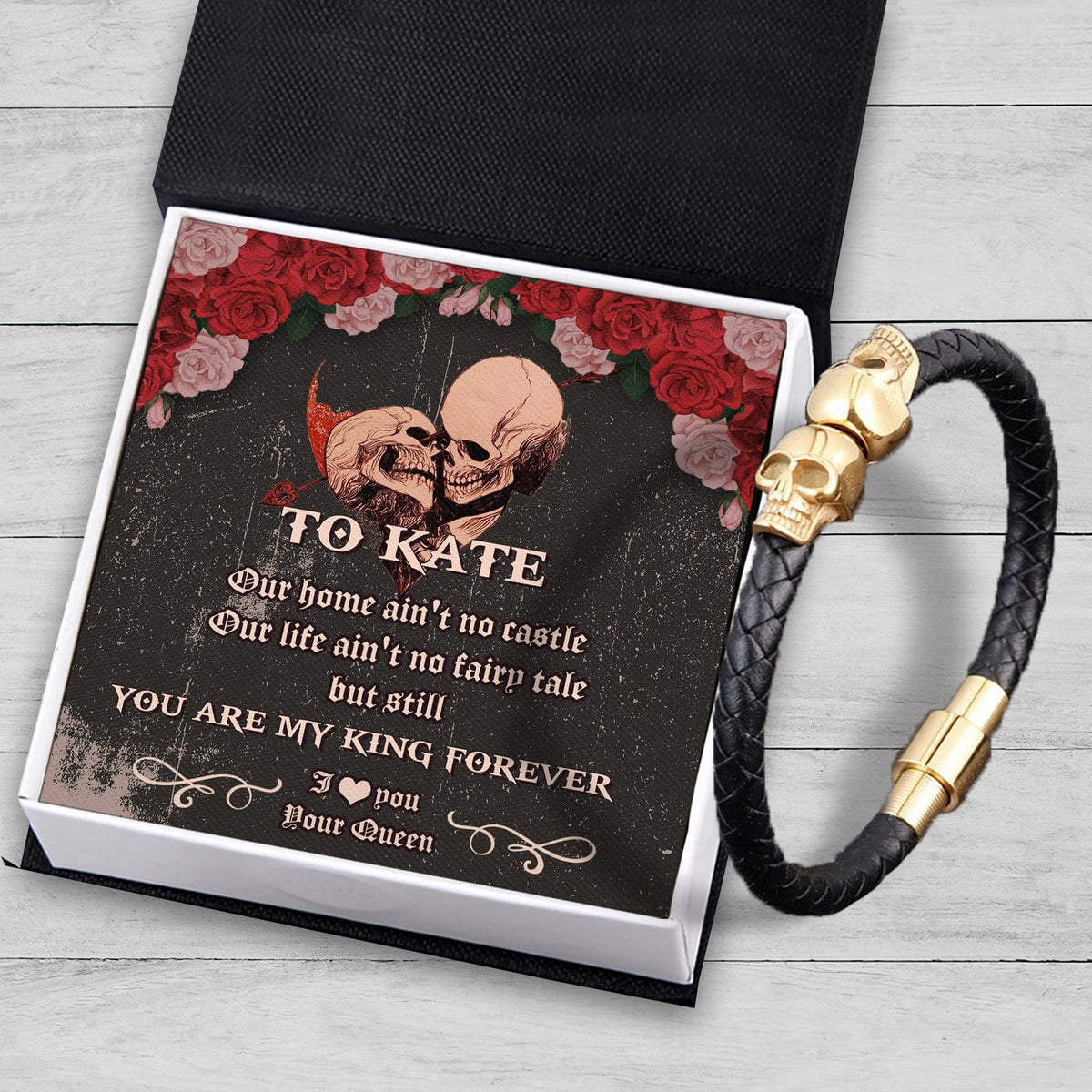 Personalized Skull Cuff Bracelet - Skull Cuff - To My Man - You Are My King Forever - Gbbh26008