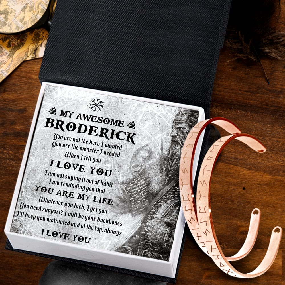Personalized Viking Rune Couple Bracelets - My Awesome Viking Man - You Are The Monster I Needed - Gbt26001