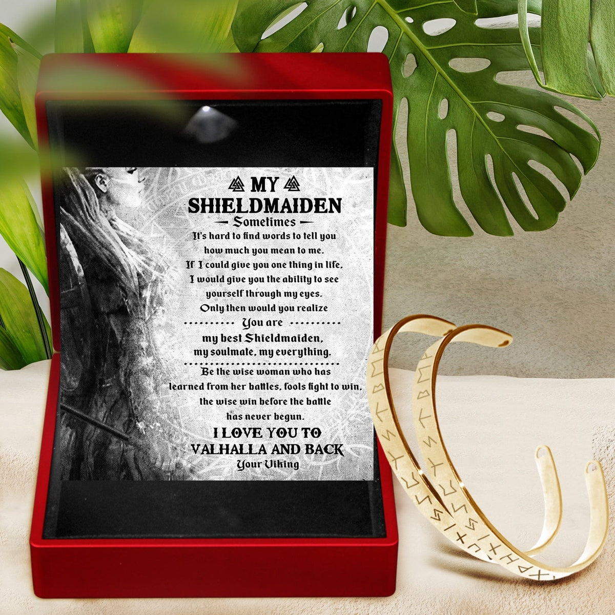 Personalized Viking Rune Couple Bracelets - To My Shieldmaiden - I Love You To Valhalla And Back - Gbt13002