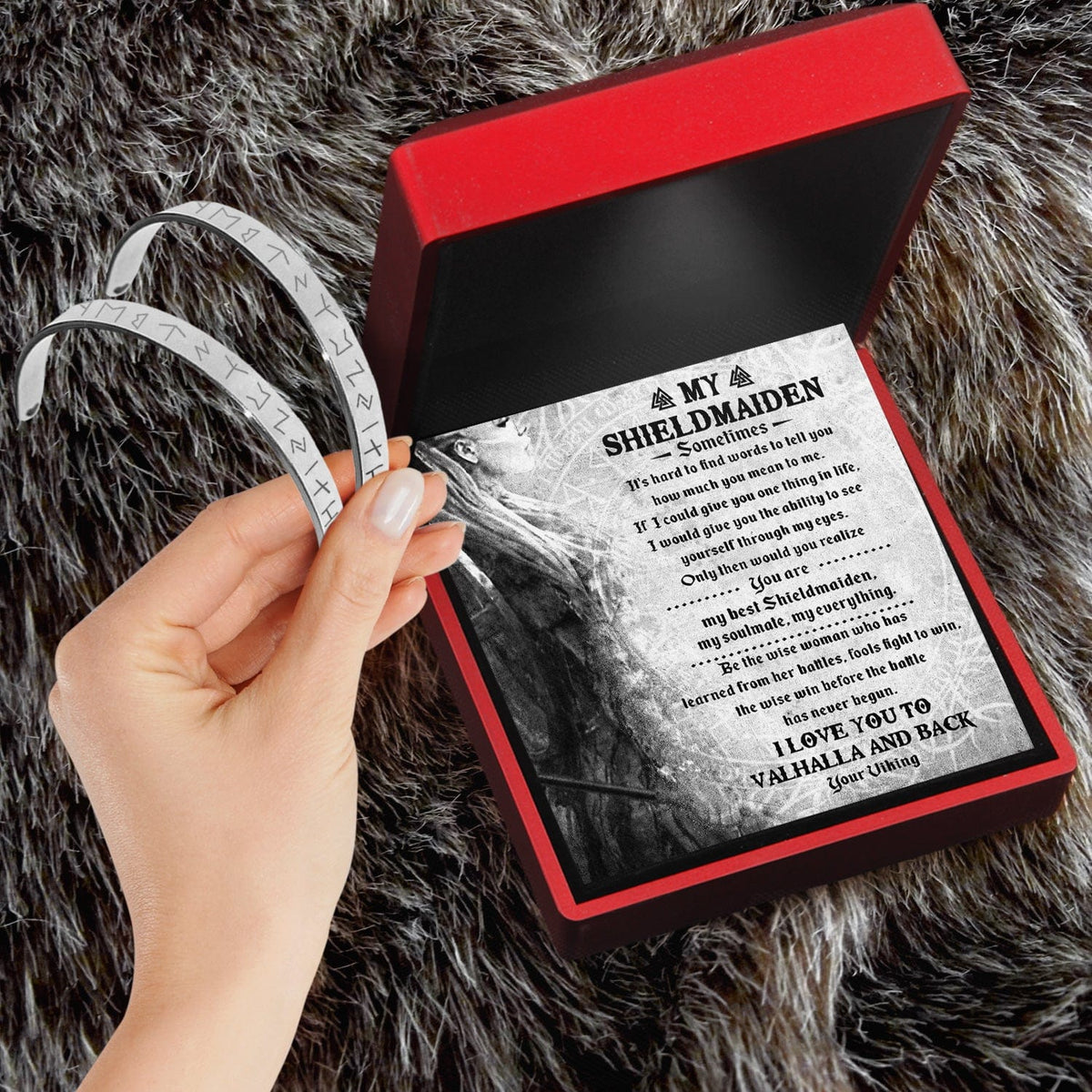 Personalized Viking Rune Couple Bracelets - To My Shieldmaiden - I Love You To Valhalla And Back - Gbt13002