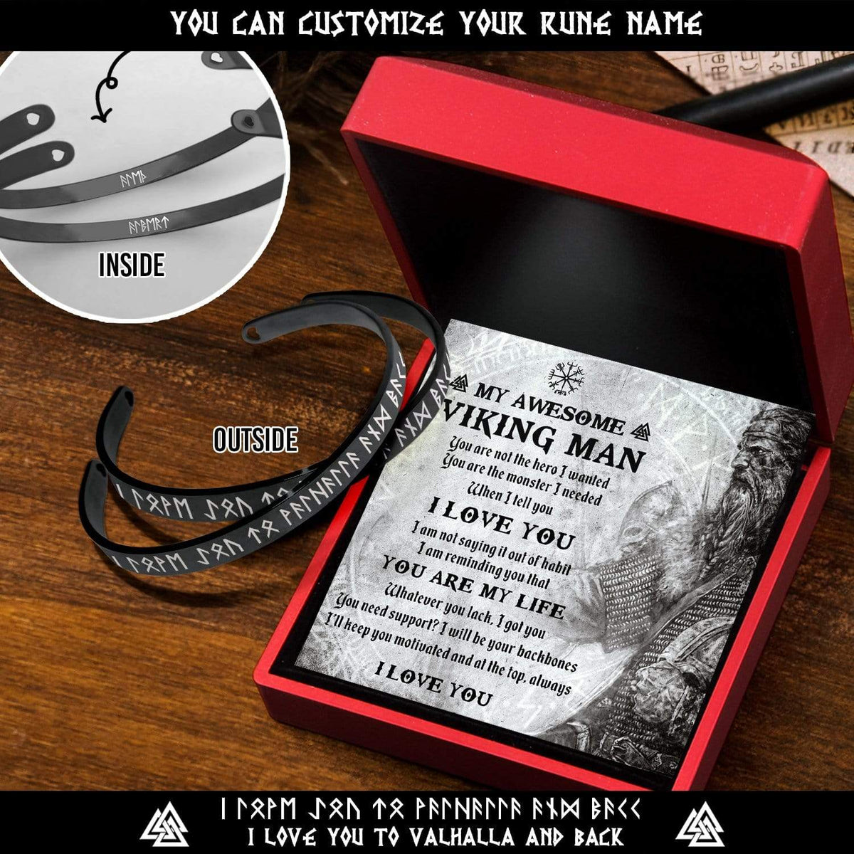 Personalized Viking Rune Couple Bracelets - Viking - My Viking Man - You Are My Life - Gbt26030