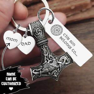 Personalized Viking Thor Keychain - Viking - To My Son - We Love You To Vahalla And Back - Gkbv16001