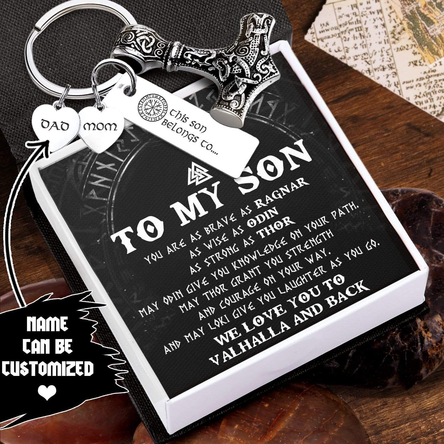 Personalized Viking Thor Keychain - Viking - To My Son - We Love You To Vahalla And Back - Gkbv16002